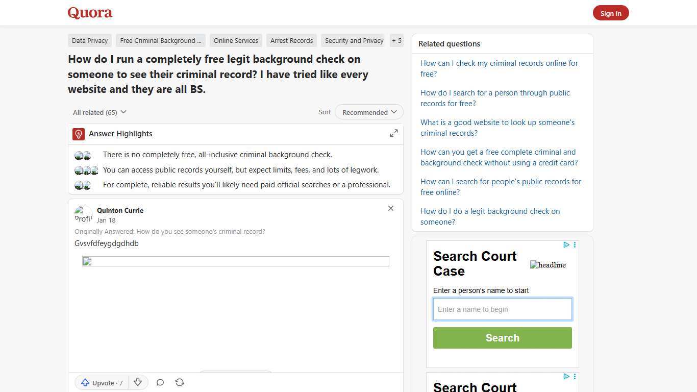 How to run a completely free legit background check on someone to see their criminal record - Quora